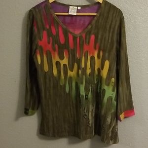 EUC Parsley & Sage Multicolored Top Sz M